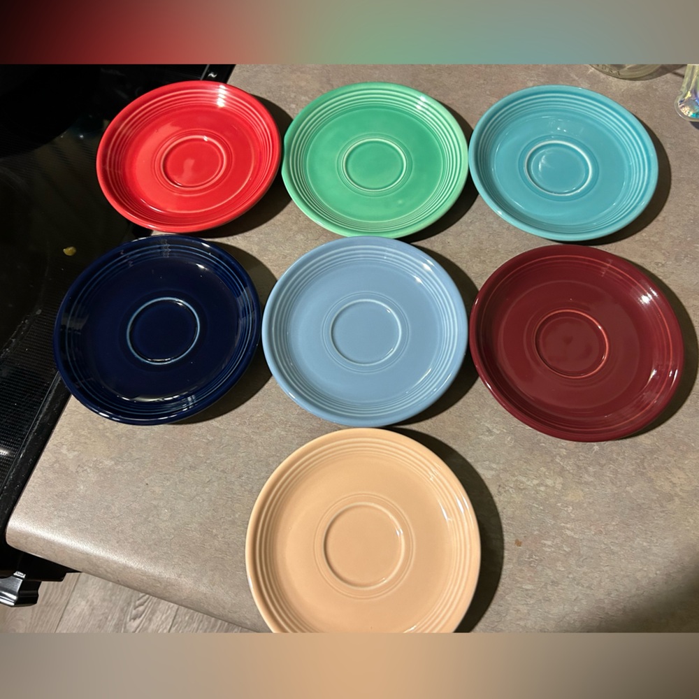 7 Authentic Fiesta Ware 6inch saucer plates